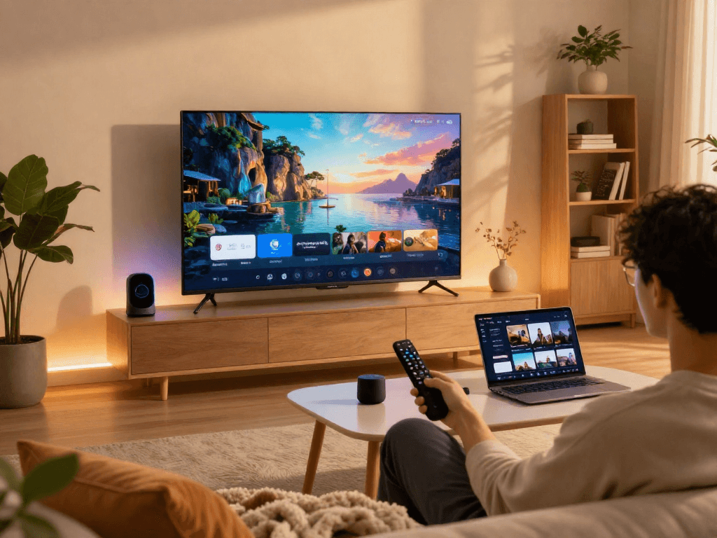 Expérience de divertissement à domicile avec Atlas pro ontv sur un écran de télévision moderne