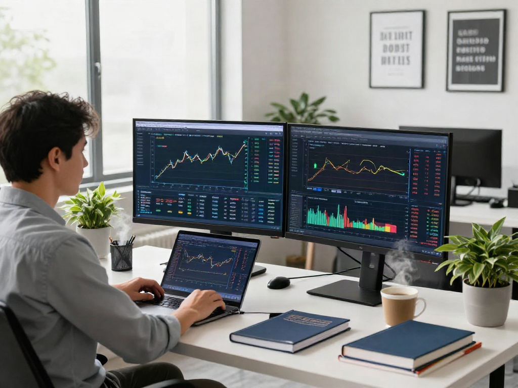 Analyse de marché sur la plateforme la-couponeau.com avec un utilisateur engagé, écrans montrant des données de trading.
