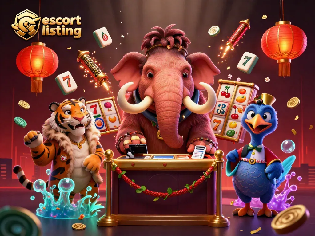 Engaging escort listing promotional illustration with vibrant casino elements.