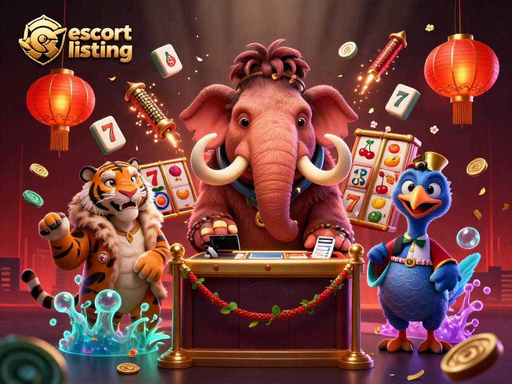 Engaging escort listing promotional illustration with vibrant casino elements.