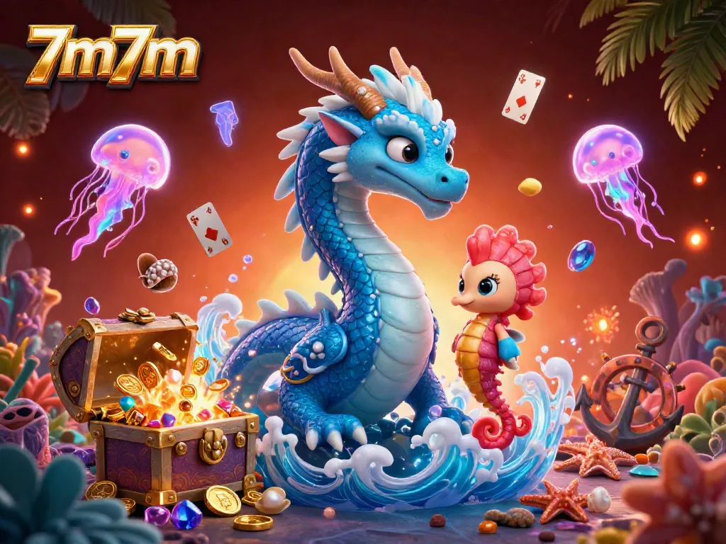 Experience thrilling moments with 7m7m as you play in a vibrant underwater casino scene.